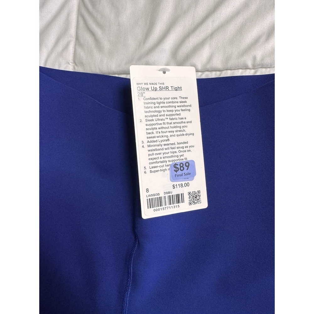 NEW Lululemon GLOW UP HR TIGHT 28" Size 8 Deep Sea Blue Workout Shaping NWT - Picture 4 of 9